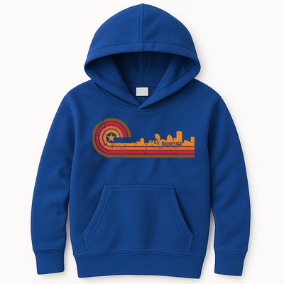 Retro Rochester Cityscape Gift Rochester Ny Skyline Gift Kids Hoodie