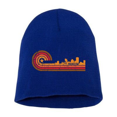 Retro Rochester Cityscape Gift Rochester Ny Skyline Gift Short Acrylic Beanie