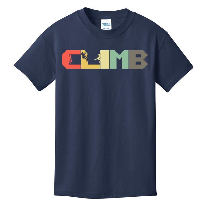 Retro Rock Climbing - Vintage Mountaineer Climb Climber Kids T-Shirt