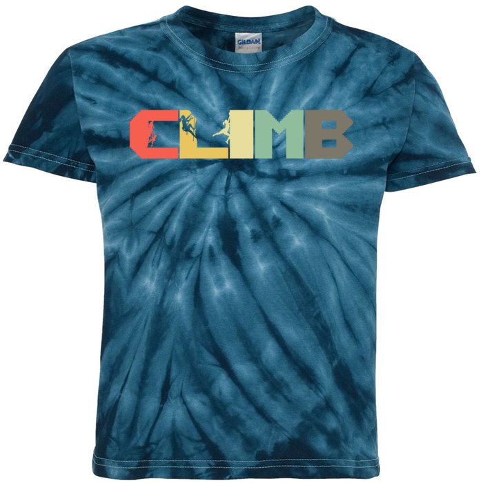 Retro Rock Climbing - Vintage Mountaineer Climb Climber Kids Tie-Dye T-Shirt