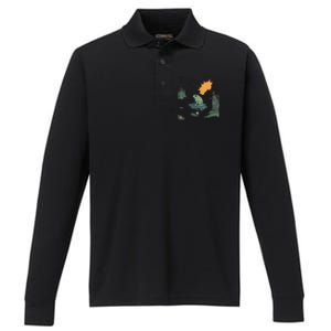 Retro Rage Consumes Me Funny Meme Frog Nature Lover Women Performance Long Sleeve Polo