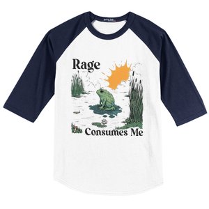 Retro Rage Consumes Me Funny Meme Frog Nature Lover Women Baseball Sleeve Shirt