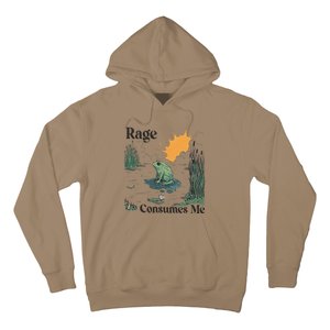 Retro Rage Consumes Me Funny Meme Frog Nature Lover Women Hoodie