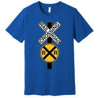 Rail Road Crossing Funny Lights Road Sign Train Premium T-Shirt