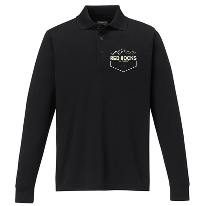 Red Rocks Colorado Epic Moonlight Performance Long Sleeve Polo