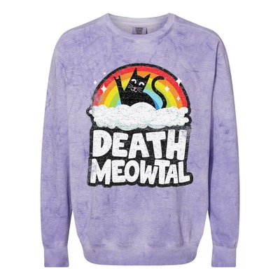 Retro Rainbow Cats Funny Death Metal Death Meowtal Cat Colorblast Crewneck Sweatshirt