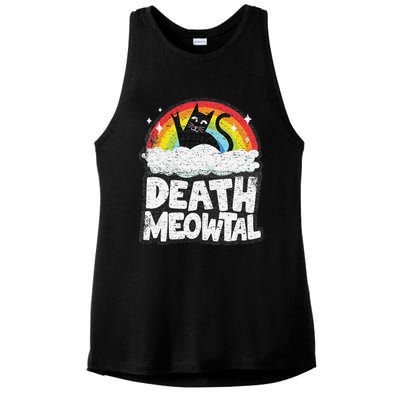 Retro Rainbow Cats Funny Death Metal Death Meowtal Cat Ladies PosiCharge Tri-Blend Wicking Tank