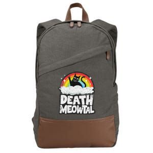 Retro Rainbow Cats Funny Death Metal Death Meowtal Cat Cotton Canvas Backpack