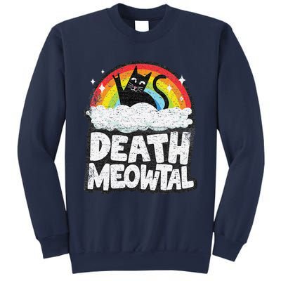 Retro Rainbow Cats Funny Death Metal Death Meowtal Cat Sweatshirt