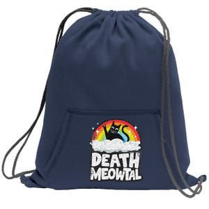 Retro Rainbow Cats Funny Death Metal Death Meowtal Cat Sweatshirt Cinch Pack Bag