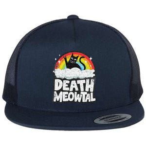 Retro Rainbow Cats Funny Death Metal Death Meowtal Cat Flat Bill Trucker Hat