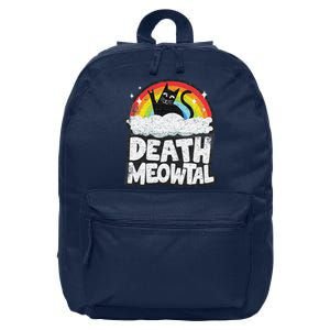 Retro Rainbow Cats Funny Death Metal Death Meowtal Cat 16 in Basic Backpack