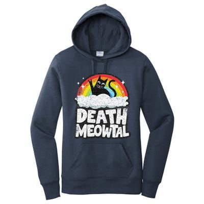 Retro Rainbow Cats Funny Death Metal Death Meowtal Cat Women's Pullover Hoodie