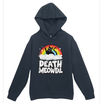 Retro Rainbow Cats Funny Death Metal Death Meowtal Cat Urban Pullover Hoodie