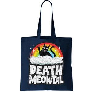 Retro Rainbow Cats Funny Death Metal Death Meowtal Cat Tote Bag