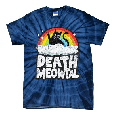 Retro Rainbow Cats Funny Death Metal Death Meowtal Cat Tie-Dye T-Shirt