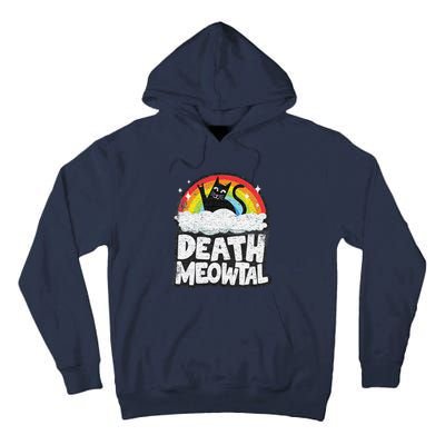 Retro Rainbow Cats Funny Death Metal Death Meowtal Cat Tall Hoodie