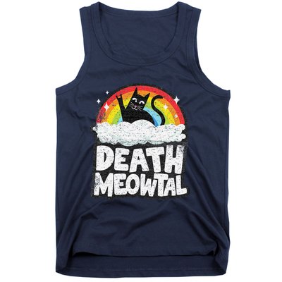 Retro Rainbow Cats Funny Death Metal Death Meowtal Cat Tank Top