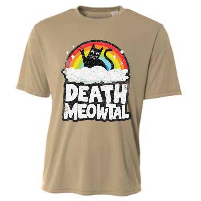 Retro Rainbow Cats Funny Death Metal Death Meowtal Cat Cooling Performance Crew T-Shirt