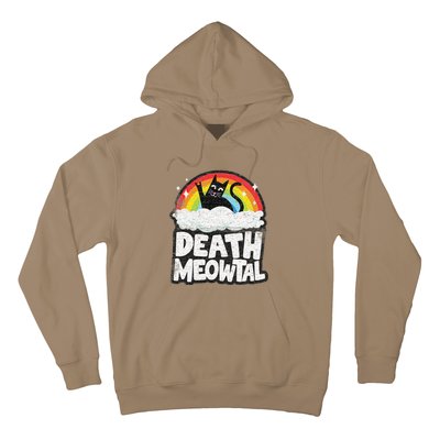 Retro Rainbow Cats Funny Death Metal Death Meowtal Cat Hoodie