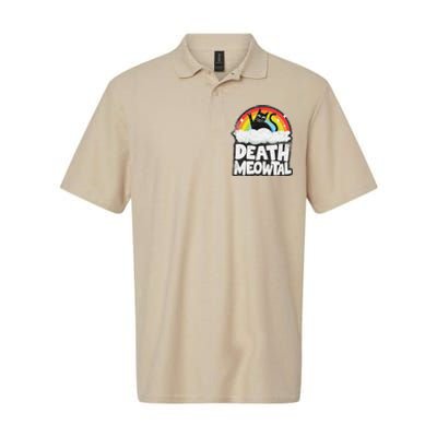 Retro Rainbow Cats Funny Death Metal Death Meowtal Cat Softstyle Adult Sport Polo