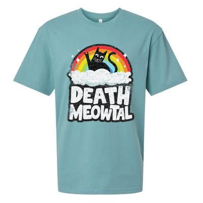 Retro Rainbow Cats Funny Death Metal Death Meowtal Cat Sueded Cloud Jersey T-Shirt