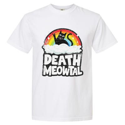 Retro Rainbow Cats Funny Death Metal Death Meowtal Cat Garment-Dyed Heavyweight T-Shirt