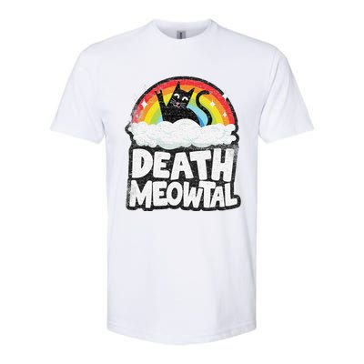 Retro Rainbow Cats Funny Death Metal Death Meowtal Cat Softstyle CVC T-Shirt