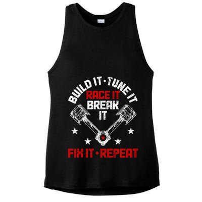 Racing Race Car Build Tune Break Fix Funny Racer Drag Racing Ladies PosiCharge Tri-Blend Wicking Tank
