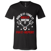 Racing Race Car Build Tune Break Fix Funny Racer Drag Racing V-Neck T-Shirt