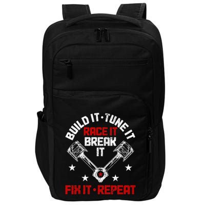Racing Race Car Build Tune Break Fix Funny Racer Drag Racing Impact Tech Backpack