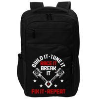 Racing Race Car Build Tune Break Fix Funny Racer Drag Racing Impact Tech Backpack