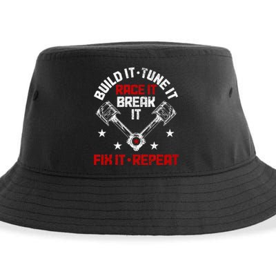 Racing Race Car Build Tune Break Fix Funny Racer Drag Racing Sustainable Bucket Hat