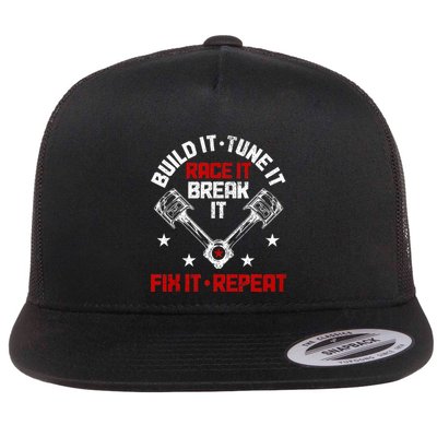 Racing Race Car Build Tune Break Fix Funny Racer Drag Racing Flatbill Hat