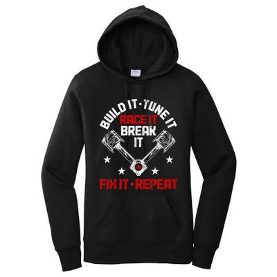 Racing Race Car Build Tune Break Fix Funny Racer Drag Racing Women's Pullover Hoodie