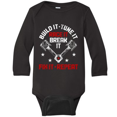 Racing Race Car Build Tune Break Fix Funny Racer Drag Racing Baby Long Sleeve Bodysuit