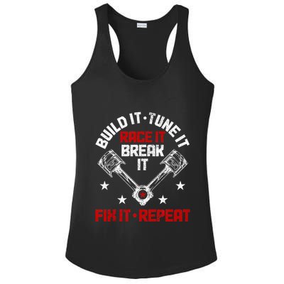 Racing Race Car Build Tune Break Fix Funny Racer Drag Racing Ladies PosiCharge Competitor Racerback Tank