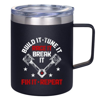 Racing Race Car Build Tune Break Fix Funny Racer Drag Racing 12oz Stainless Steel Coffee Mug