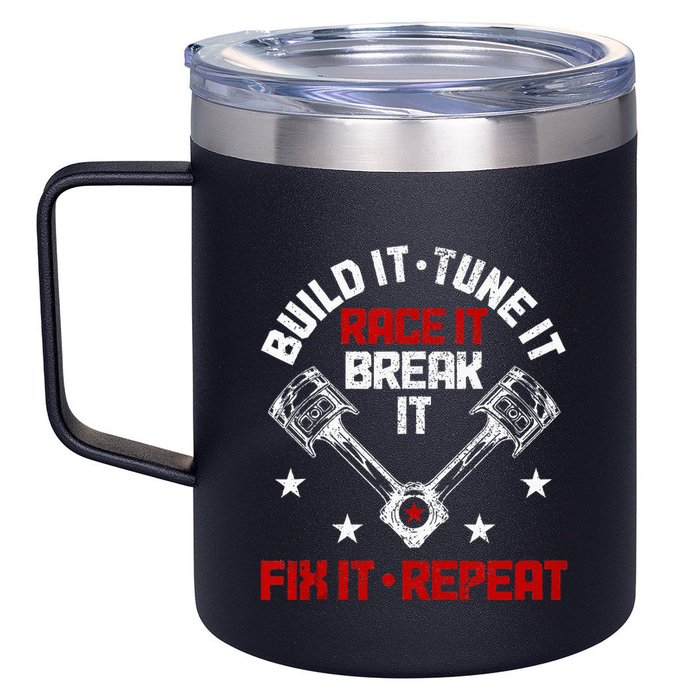 Racing Race Car Build Tune Break Fix Funny Racer Drag Racing 12oz Stainless Steel Coffee Mug