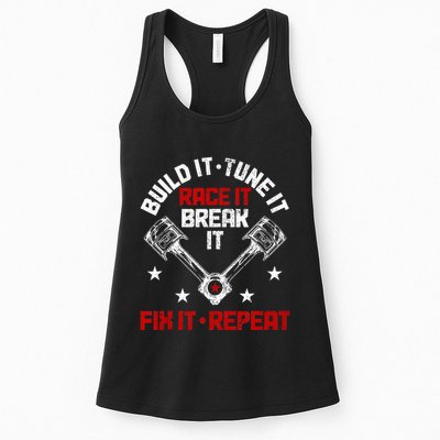 Racing Race Car Build Tune Break Fix Funny Racer Drag Racing Womens Tank Top