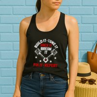 Racing Race Car Build Tune Break Fix Funny Racer Drag Racing Womens Tank Top