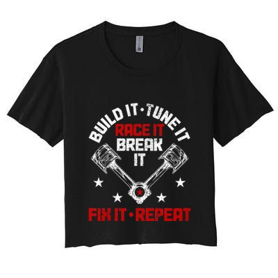 Racing Race Car Build Tune Break Fix Funny Racer Drag Racing Crop Top