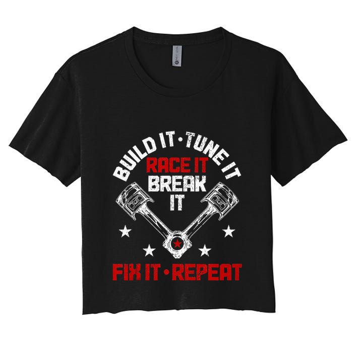 Racing Race Car Build Tune Break Fix Funny Racer Drag Racing Crop Top