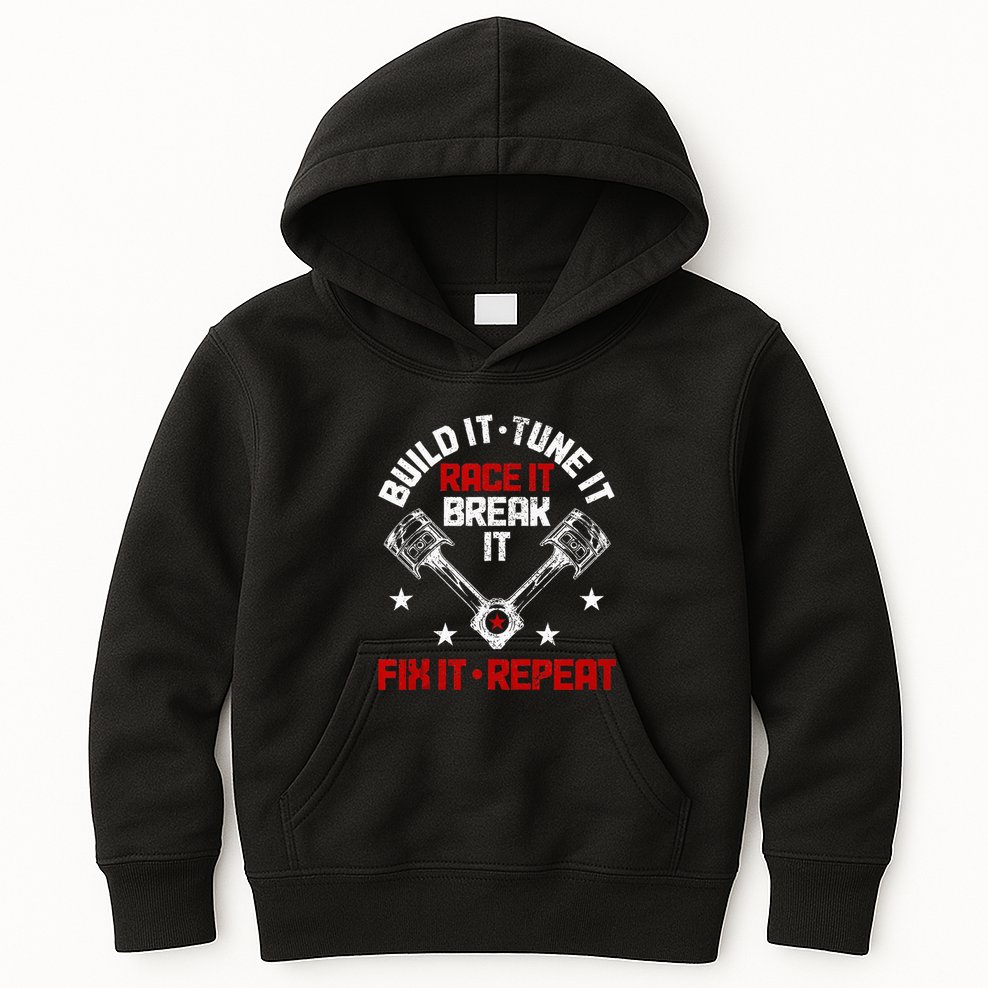 Racing Race Car Build Tune Break Fix Funny Racer Drag Racing Kids Hoodie