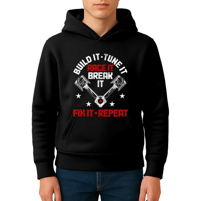 Racing Race Car Build Tune Break Fix Funny Racer Drag Racing Kids Hoodie