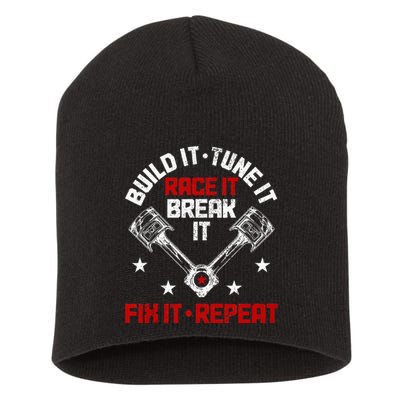 Racing Race Car Build Tune Break Fix Funny Racer Drag Racing Short Acrylic Beanie