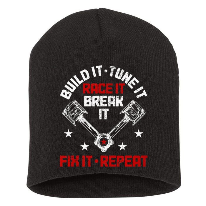 Racing Race Car Build Tune Break Fix Funny Racer Drag Racing Short Acrylic Beanie