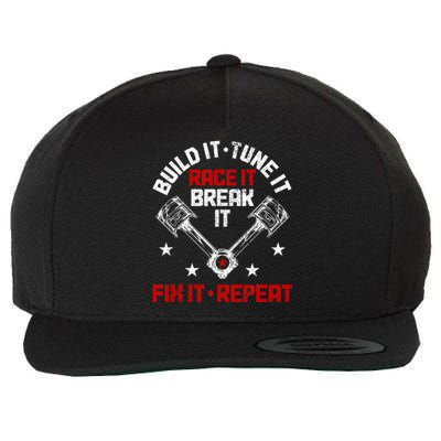 Racing Race Car Build Tune Break Fix Funny Racer Drag Racing Wool Snapback Cap