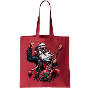 Rock & Roll Christmas Santa Claus Guitar Player Tote Bag