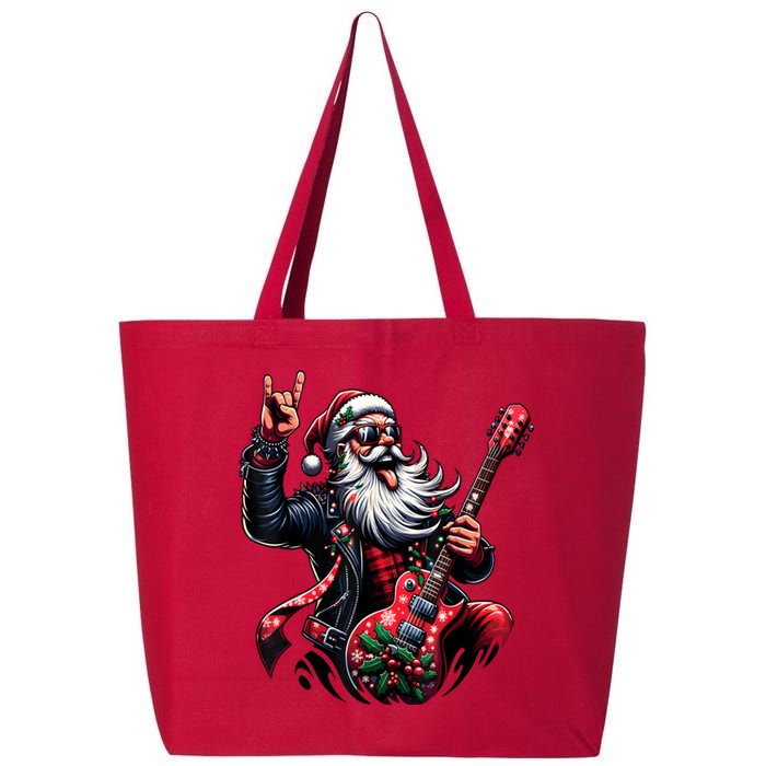 Rock & Roll Christmas Santa Claus Guitar Player 25L Jumbo Tote